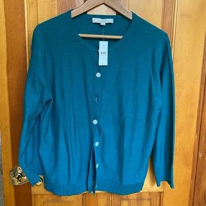 NWT Ann Taylor Loft green cardigan.